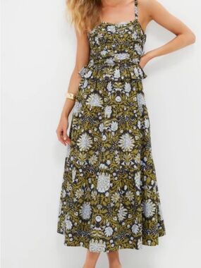 Hyacinth House Black Floral Peplum Myles Midi Dress